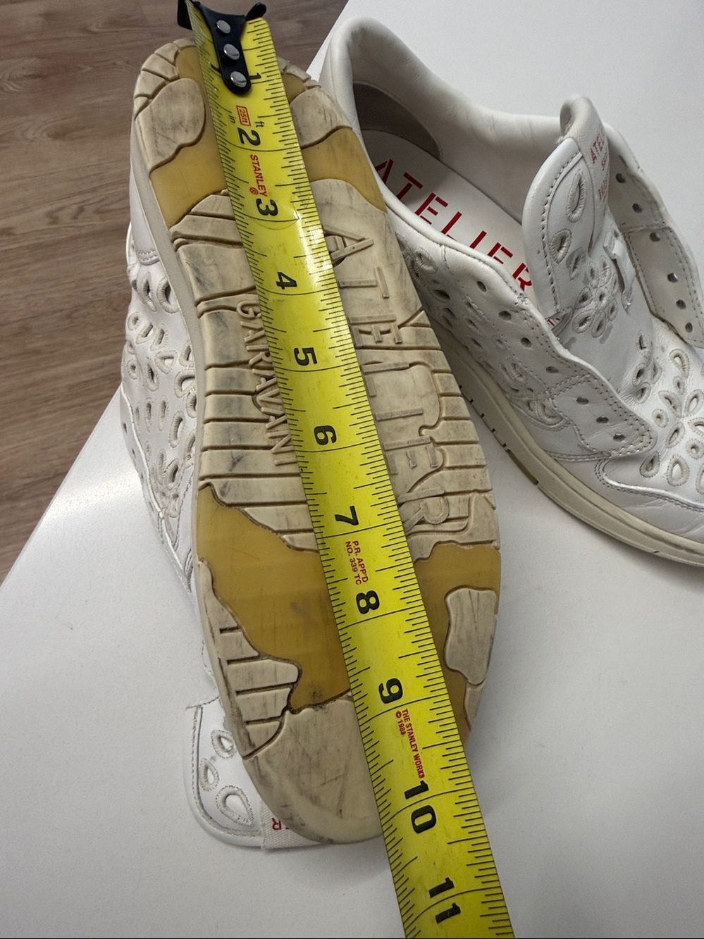 Valentino White Leather Floral Cutout Slip-On Sneakers - Picture 7 of 7